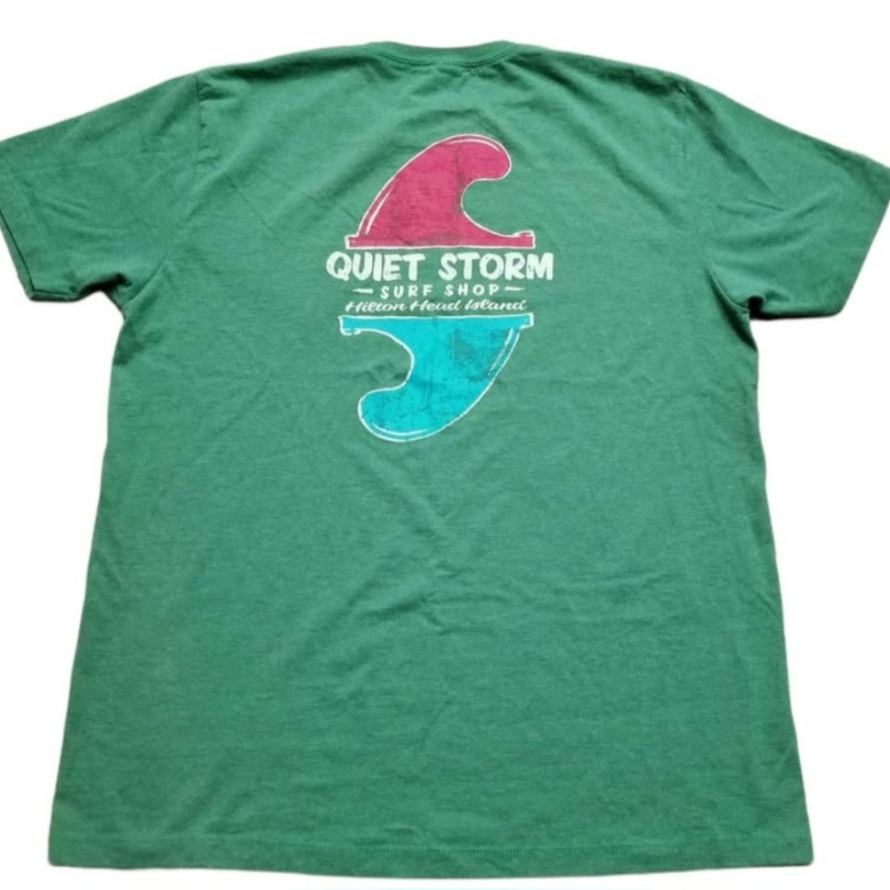 Quiet Storm Surf Shop Hilton Head Island Green T-Shirt Men Large Pacific Vintage